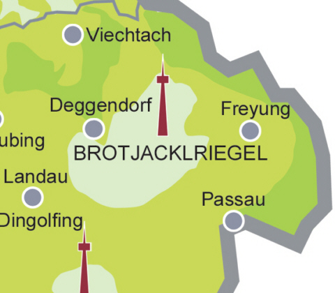 Versorgungsgebiet DVB-T in der Region Brotjacklriegel-Deggendorf (Quelle: Projektbro DVB-T Bayern)
