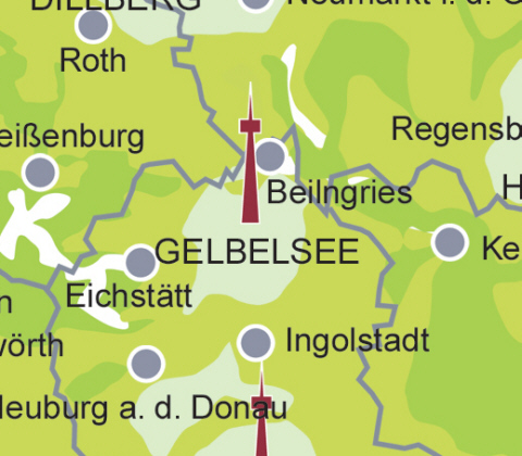 Versorgungsgebiet DVB-T in der Region Gelbelsee (Quelle: Projektbro DVB-T Bayern)