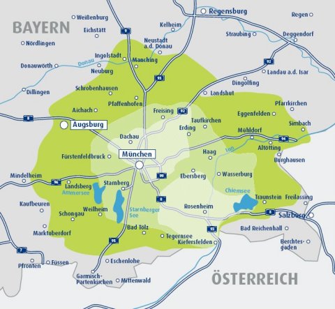 Versorgungsgebiet DVB-T Mnchen und Sdbayern (Quelle: Projektbro DVB-T Bayern)